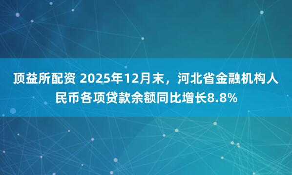 顶益所配资 2025年12月末，河北省金融机构人民币各项贷款余额同比增长8.8%